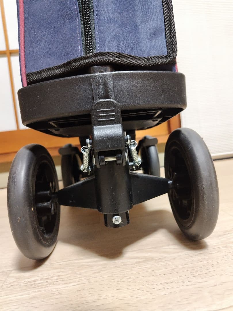 キャリーカート ネイビー 伸縮式ハンドル付き