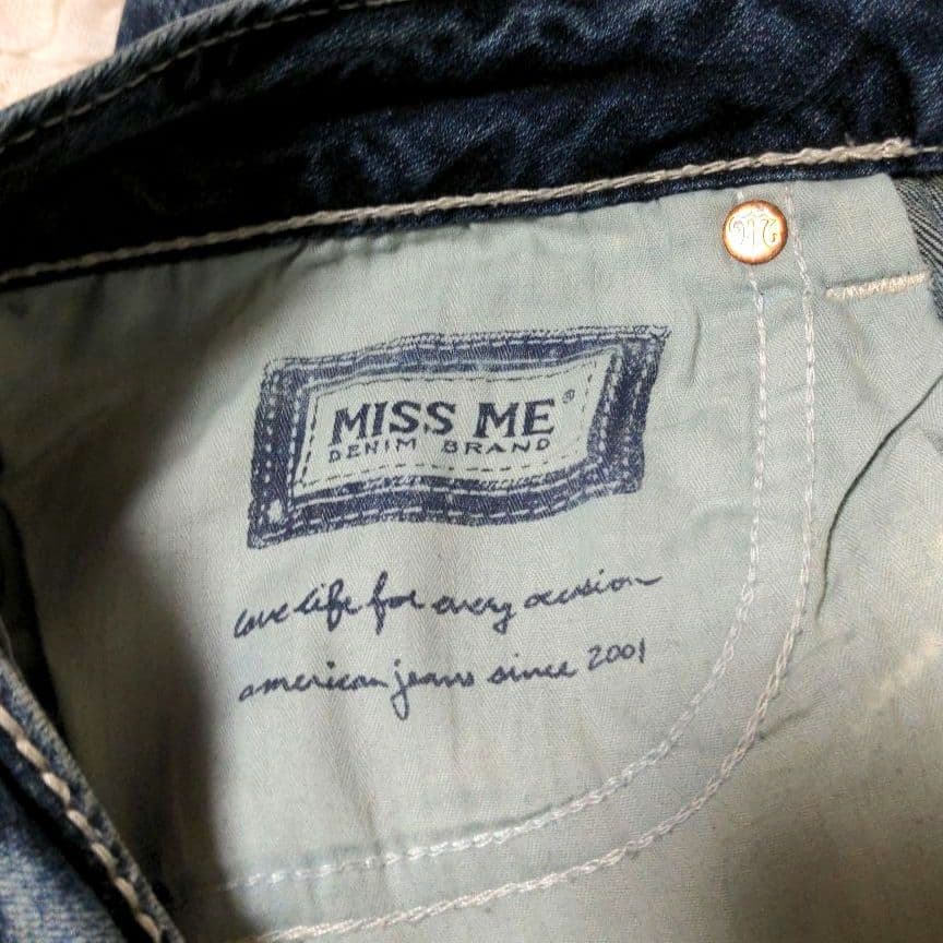 MISS ME フレアデニム 29インチ Y2K 平成ギャル 刺繍 ダメージ加工