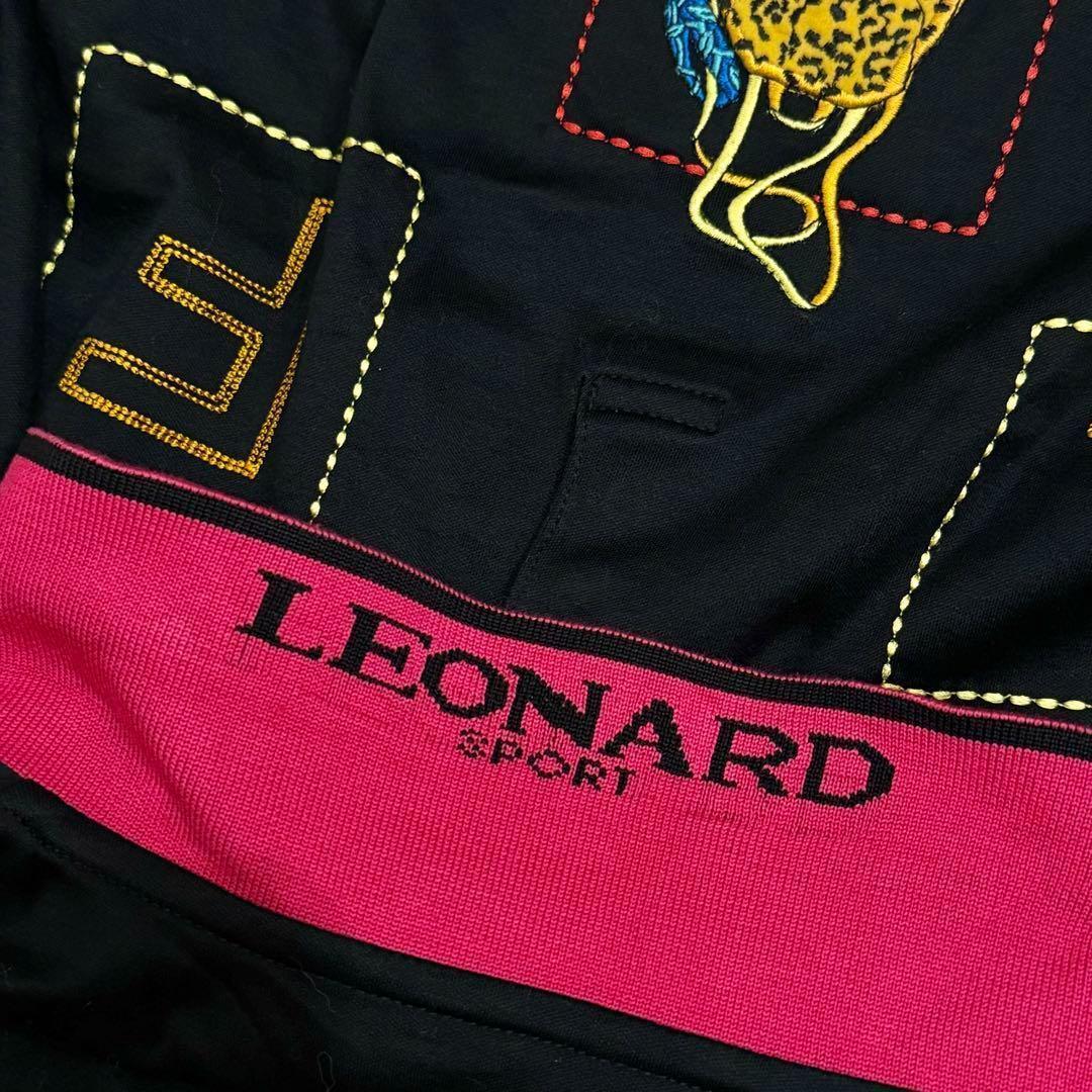 LEONARD レオナール レア 刺繍 金ボタン 長袖 ニット ポロシャツ L
