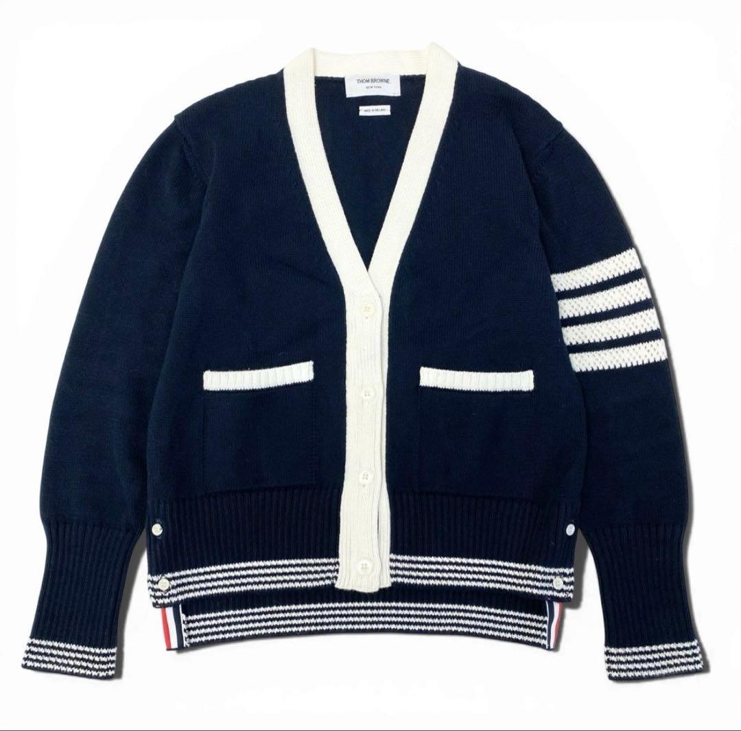 えみTHOM BROWNE.ネイビー ボタン　カーディガン　トムブラウン
