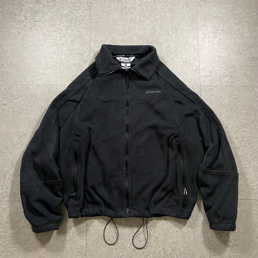 Columbia INTERCHANGE肉厚フリース黒ラグラン 防寒ドローコード