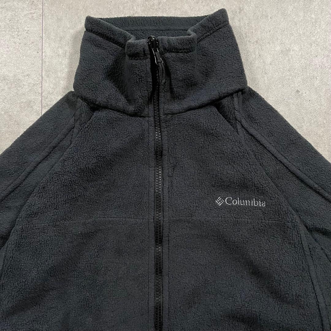 Columbia INTERCHANGE肉厚フリース黒ラグラン 防寒ドローコード
