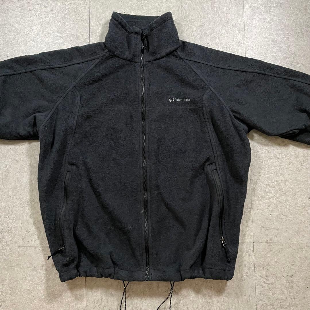Columbia INTERCHANGE肉厚フリース黒ラグラン 防寒ドローコード