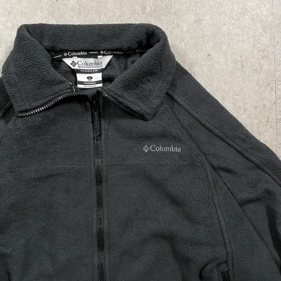 Columbia INTERCHANGE肉厚フリース黒ラグラン 防寒ドローコード