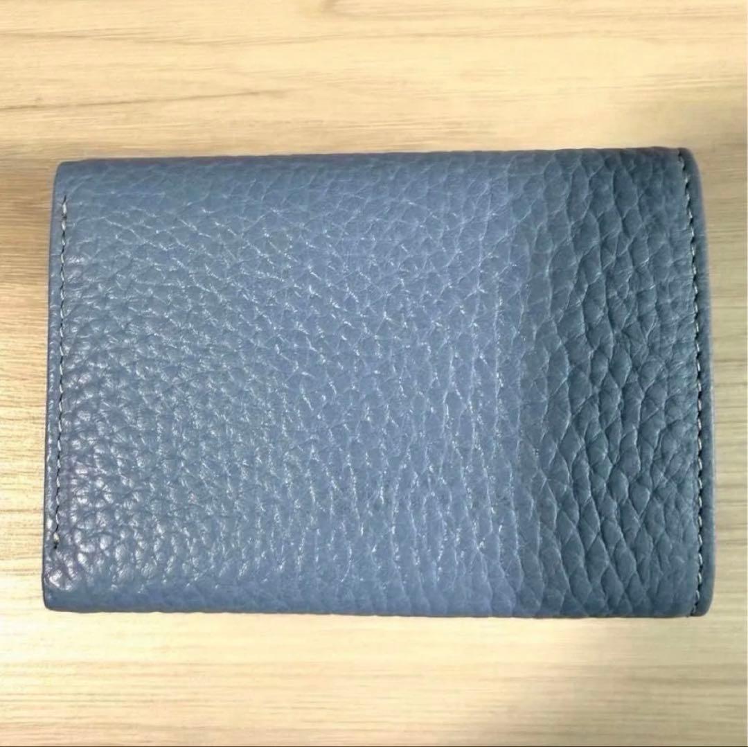 【未使用品】WAKO 銀座和光　レザー　三つ折りミニ財布　ライトブルー