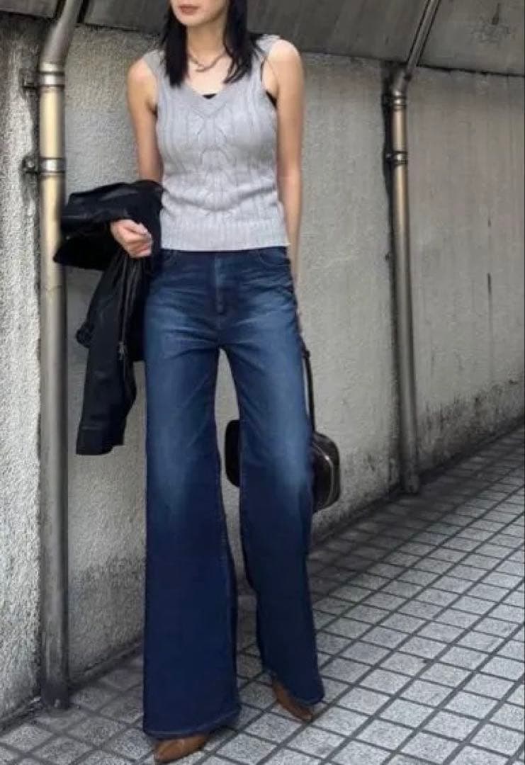 moussy ADVANCED LONG LEG フレア ダークブルー26