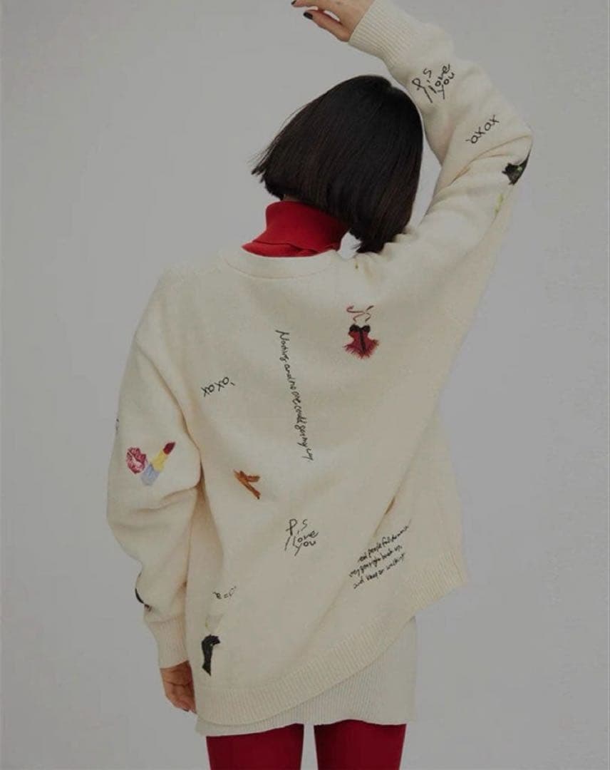 【Ameri】LITTLE FUNNY FACE KNIT CARDIGAN