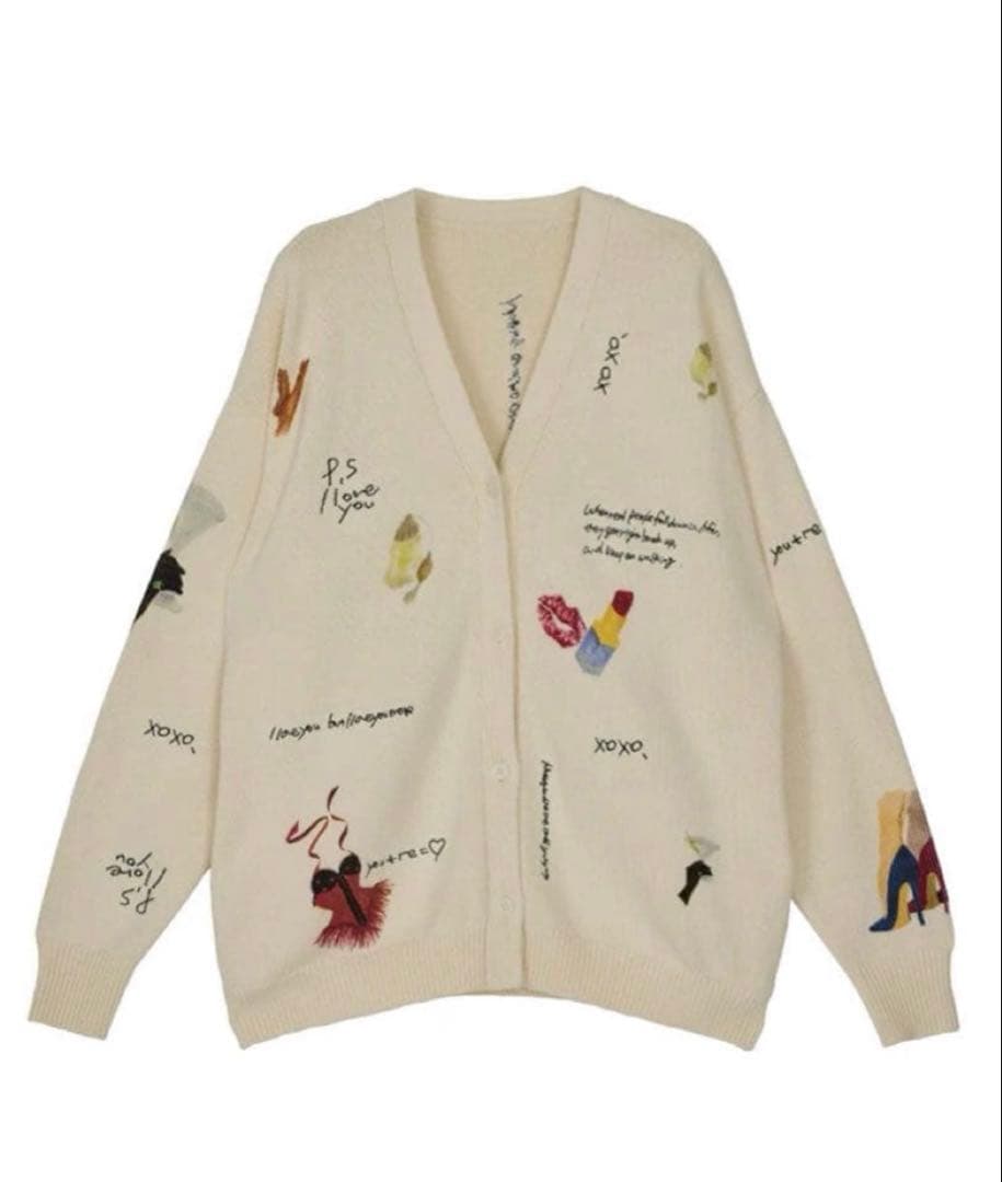 【Ameri】LITTLE FUNNY FACE KNIT CARDIGAN