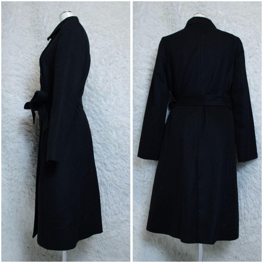 INED イネド カシミヤ100% 2WAY ラップコート 黒 9 冠婚葬祭