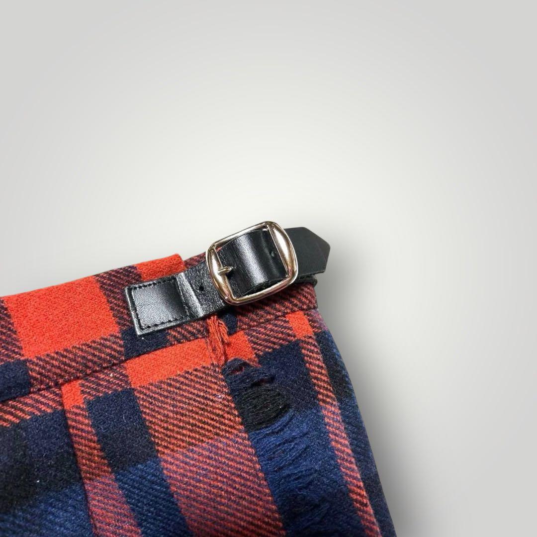 【美品】O’NEILofDUBLIN赤紺チェック8号ラップスカートセレモニー
