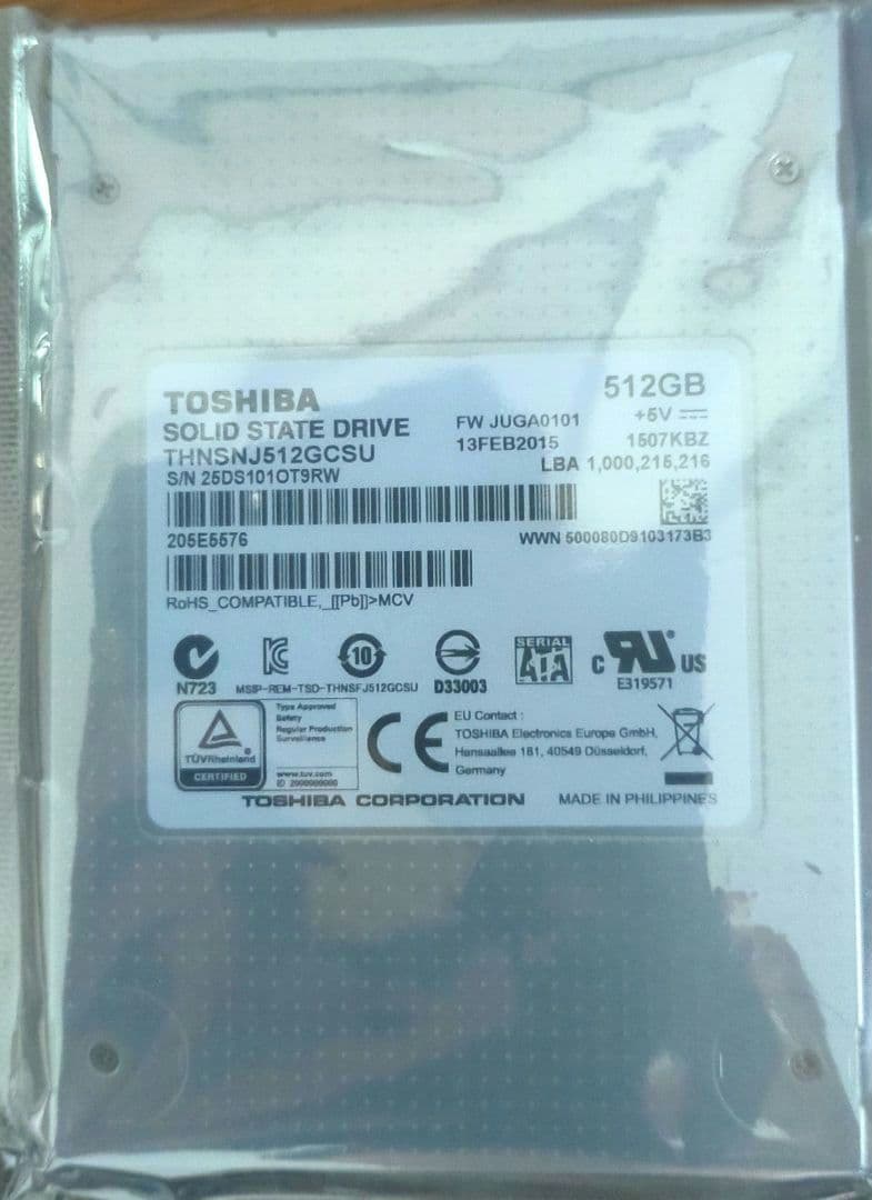 新品 東芝 SSD 512GB SATA 2.5インチTHNSNJ512GCSU