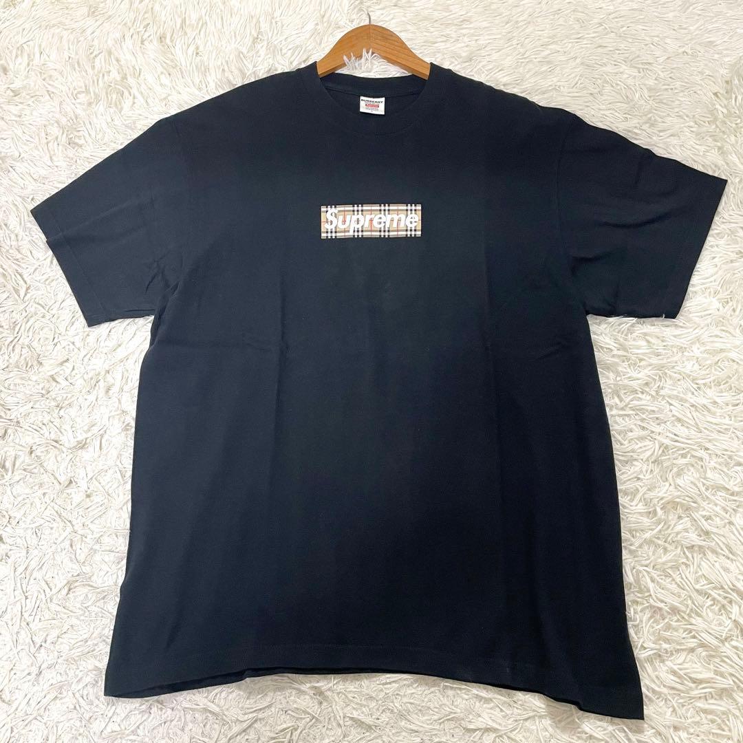 美品Supreme Burberry Box Logo Tee Black L