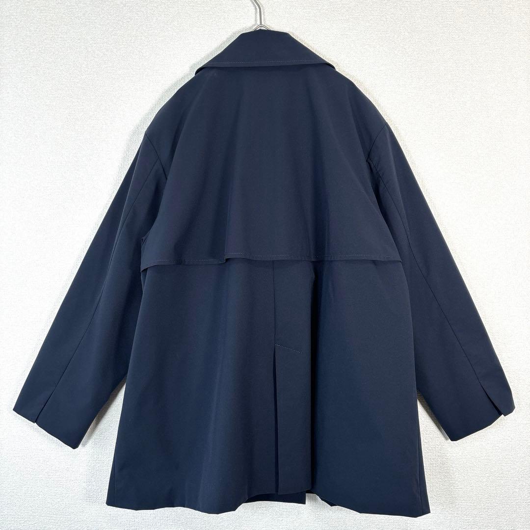極美品✨大きい 15号 3L リフレクト 撥水 ショートトレンチコート ネイビー