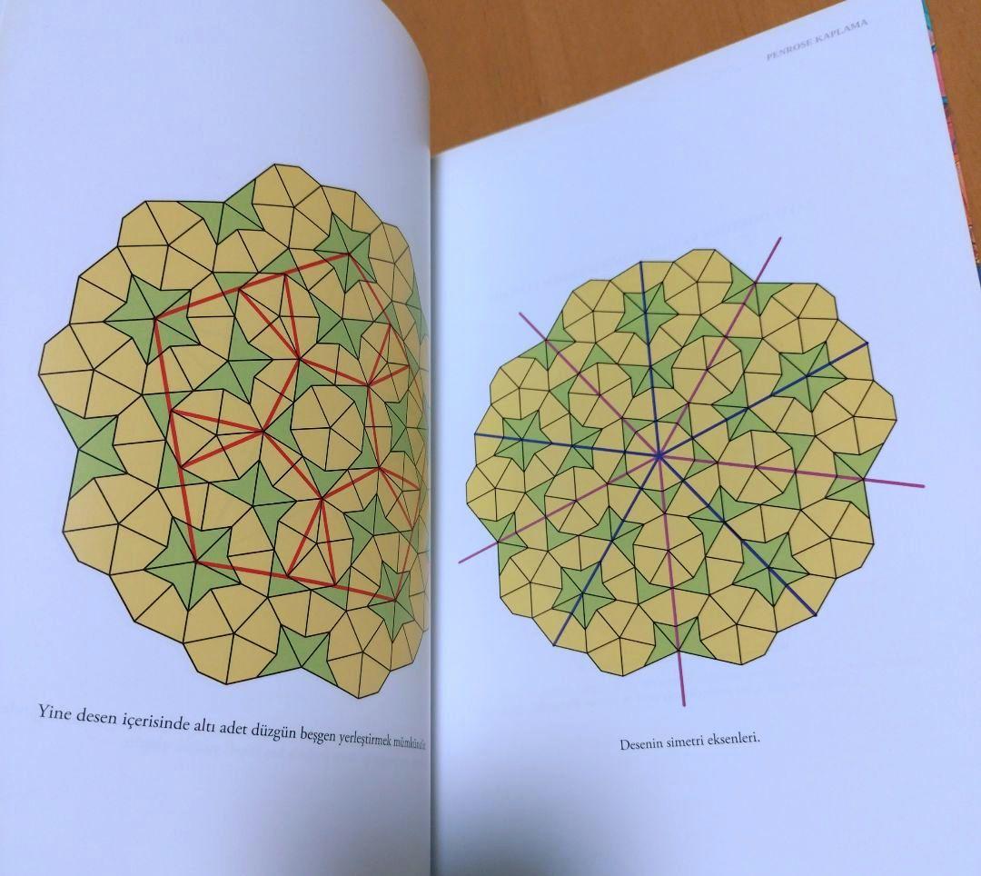 トルコ語　五角形の幾何学模様の本　建築家ミマール・シナンのモスク　デザイン