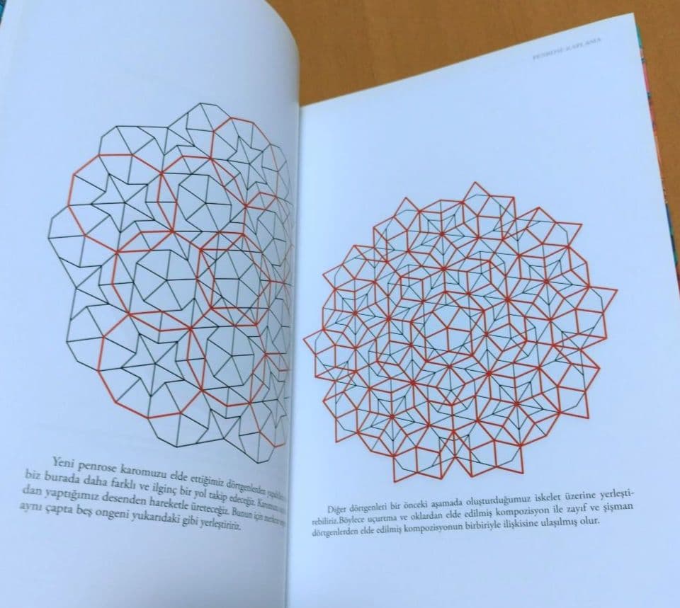 トルコ語　五角形の幾何学模様の本　建築家ミマール・シナンのモスク　デザイン