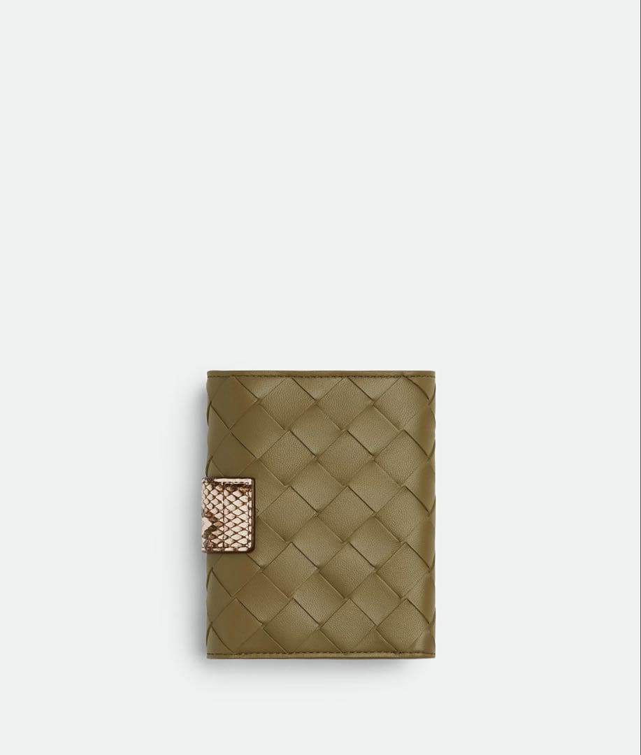 【中古】日本限定 BOTTEGA VENETA パイソン 三つ折り財布