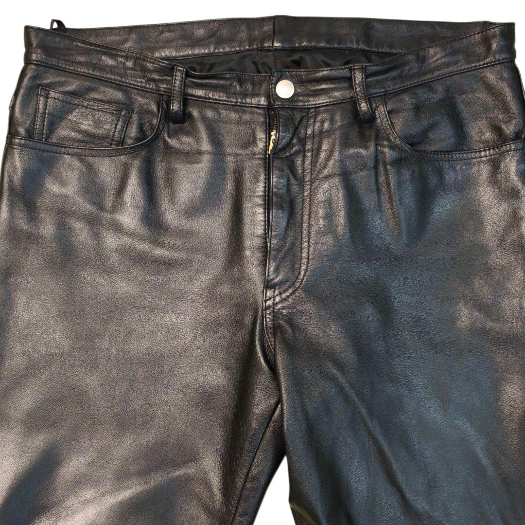 【美品】PRMS レザーパンツ 本革 牛革 黒 36