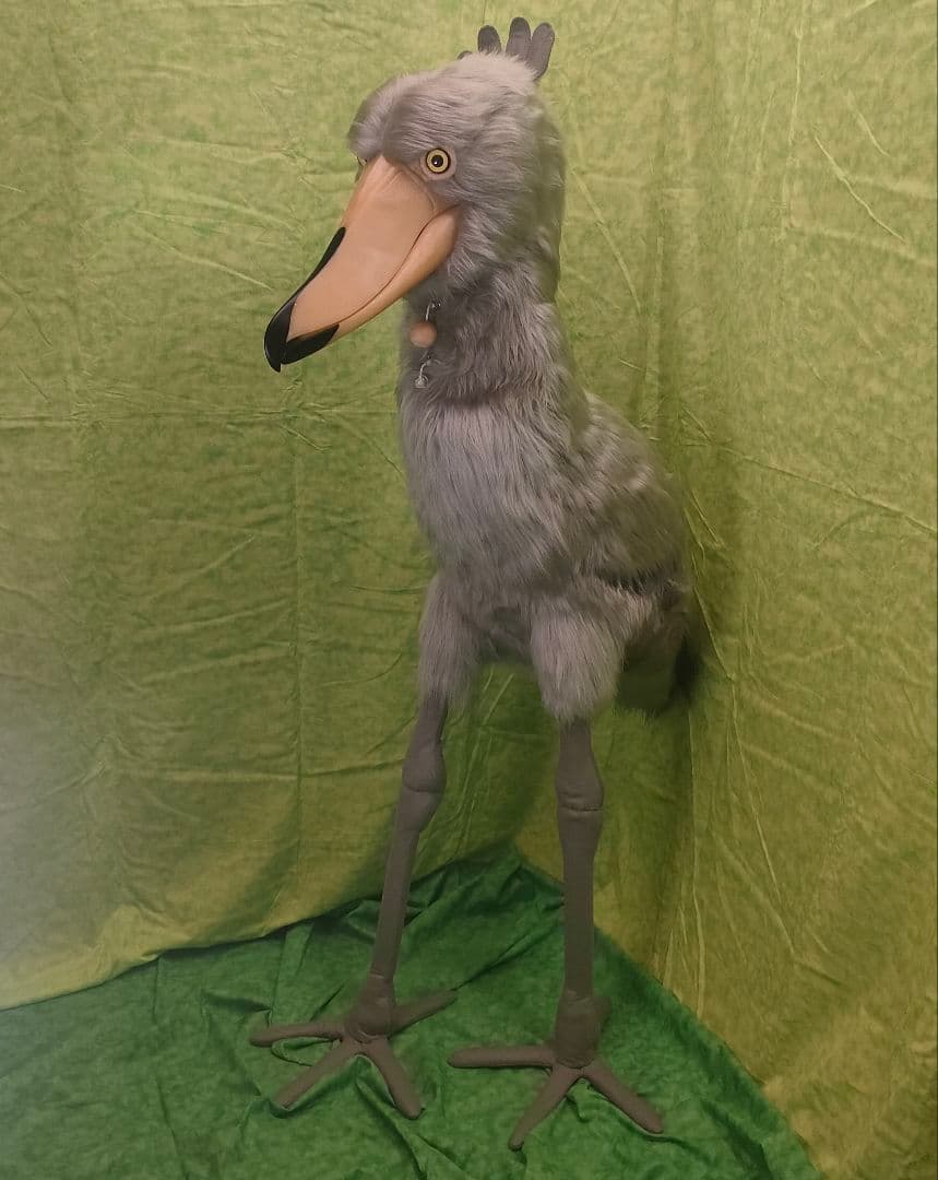 ハンドメイド　等身大ぬいぐるみ　ハシビロコウ　クラッタリングバージョン