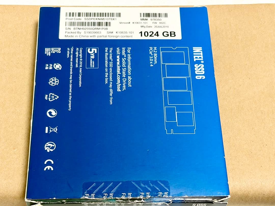 内蔵型SSD INTEL 660p 1TB NVMe M.2 SSD