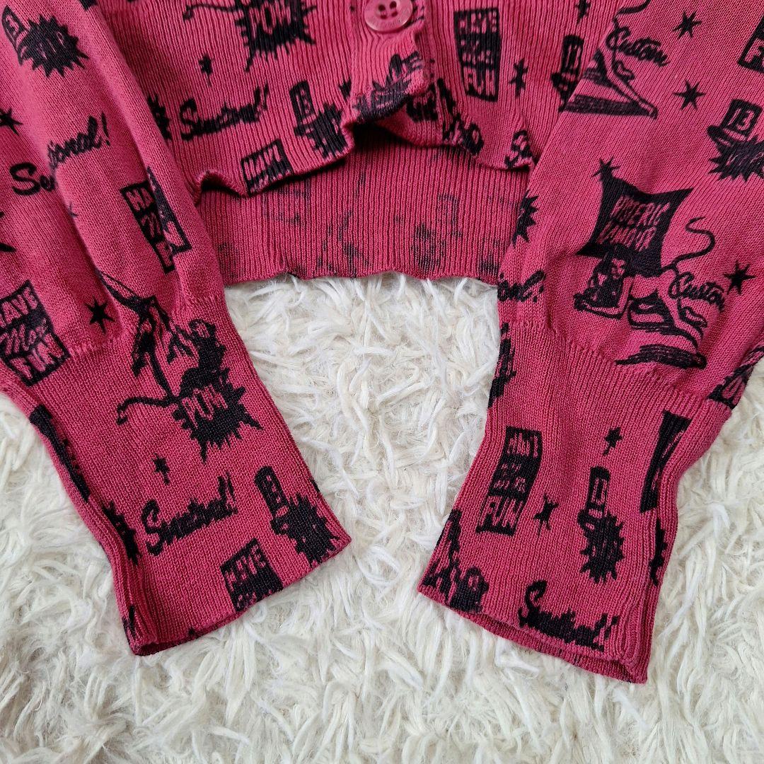 【美品】ヒステリックグラマー　コットンカーディガン　ピンク系　刺繍ロゴ　フリー
