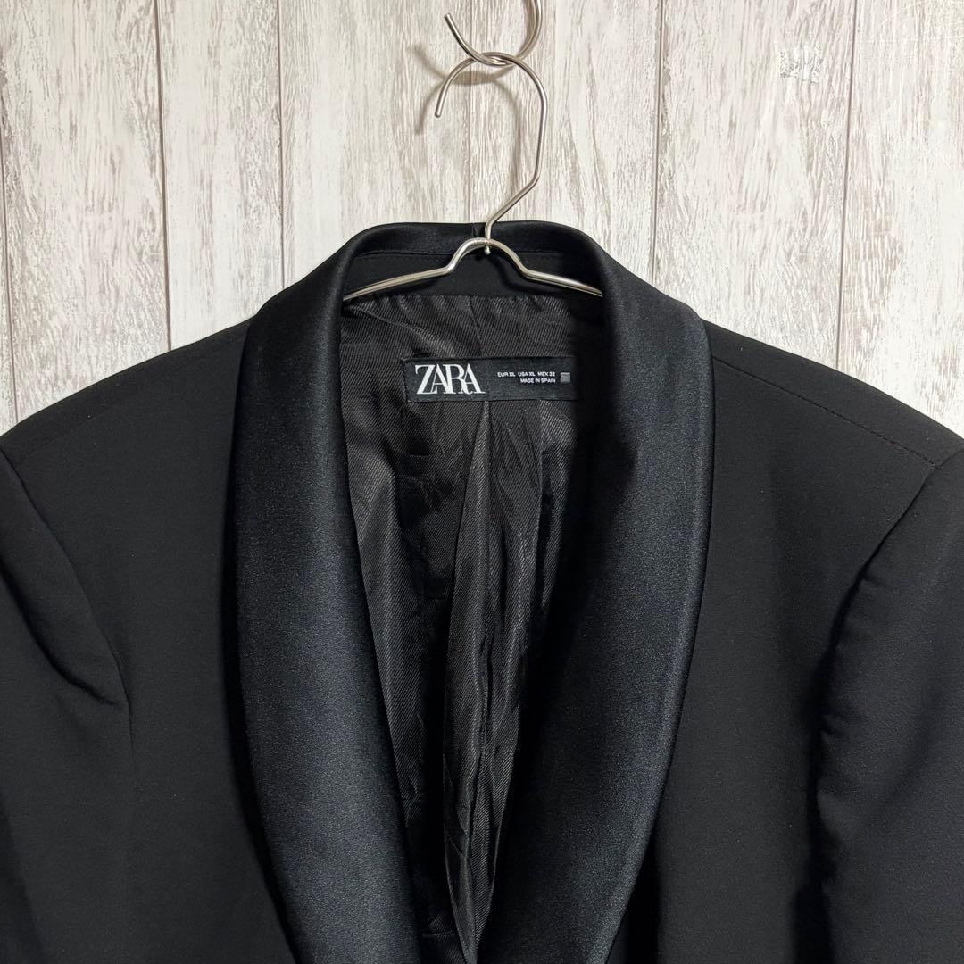 【美品】ZARA ザラ タキシード ジャケット ショールカラー ブラック XL