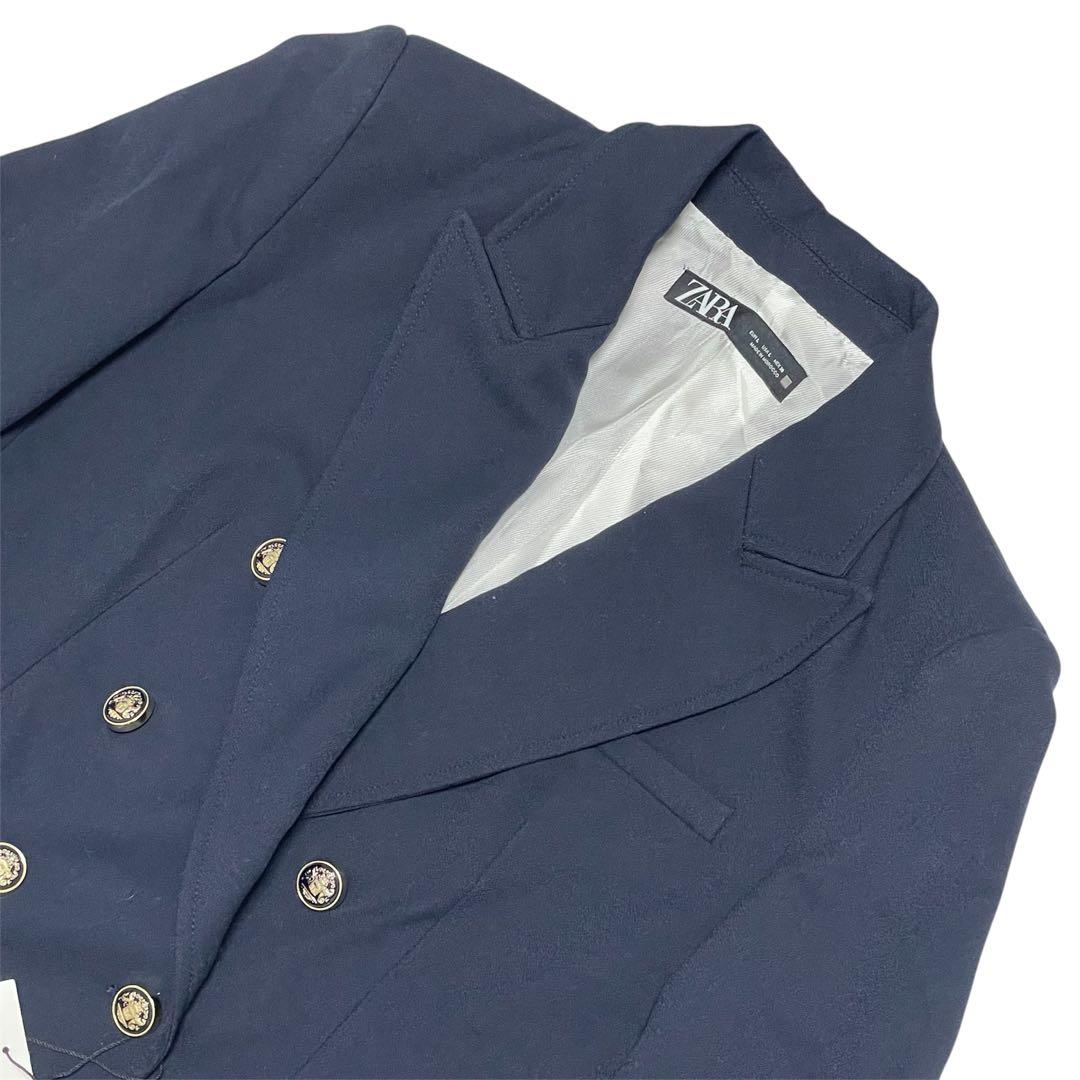 新品 ZARA ザラ 紺ブレ ダブルブレストブレザー 金ボタン 濃紺 ジャケット