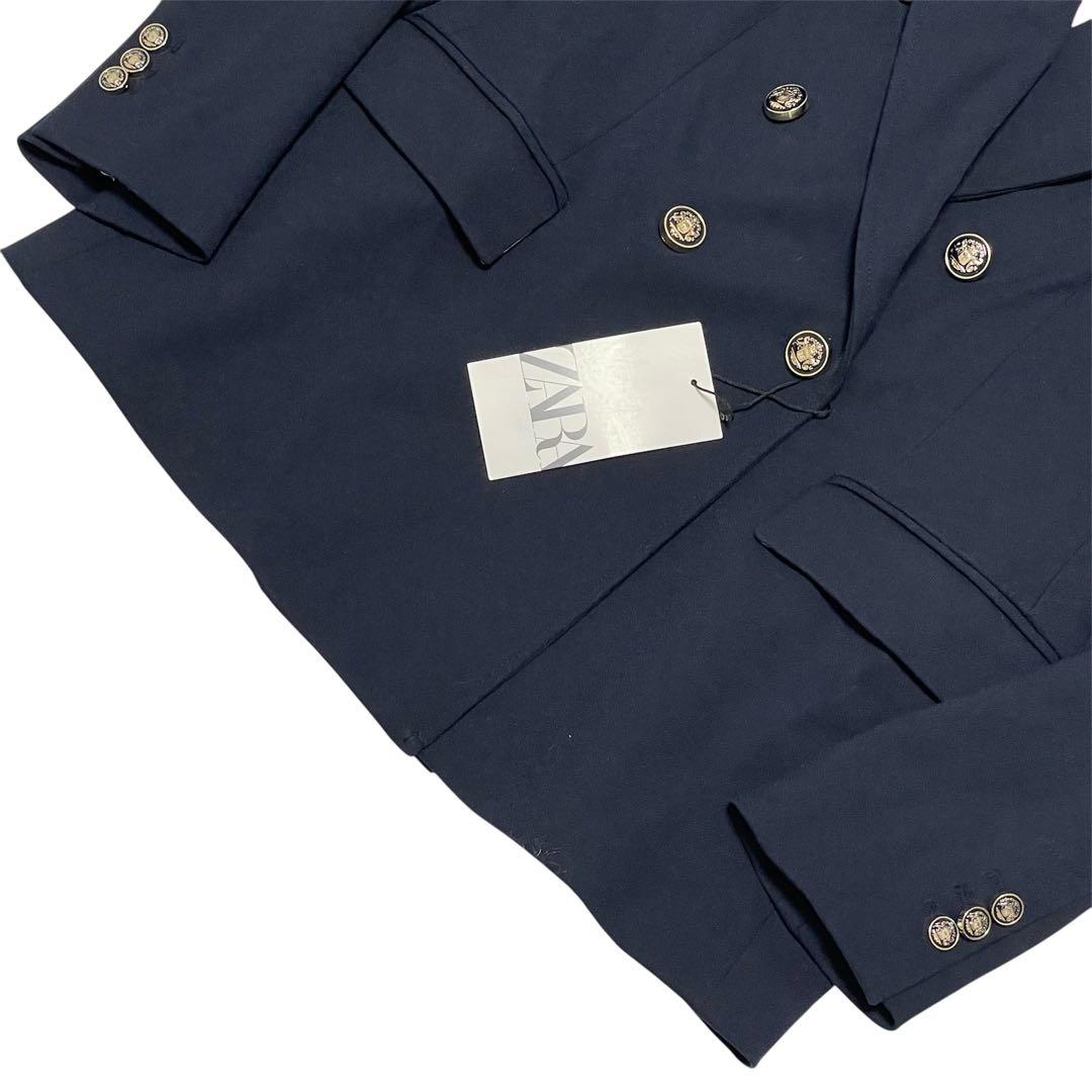新品 ZARA ザラ 紺ブレ ダブルブレストブレザー 金ボタン 濃紺 ジャケット