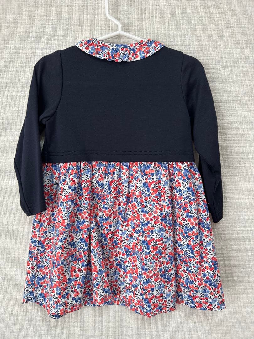 水通しのみ familiar 90サイズ ワンピース ネイビー