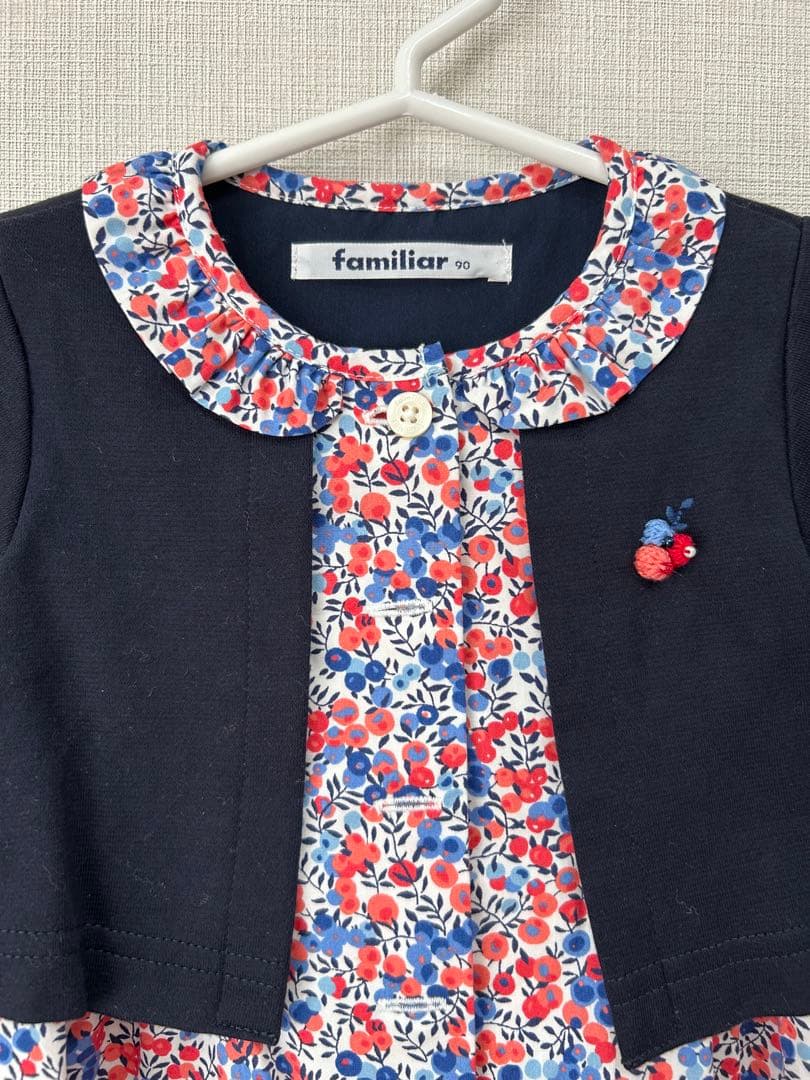 水通しのみ familiar 90サイズ ワンピース ネイビー