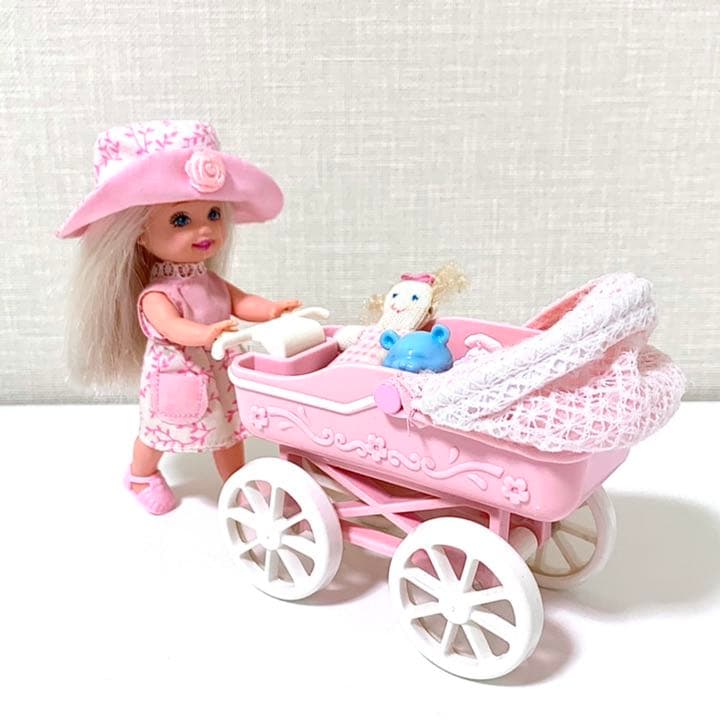 当時品 レア 平成レトロ バービー人形 とことこ動く ケリーちゃん ベビーカー