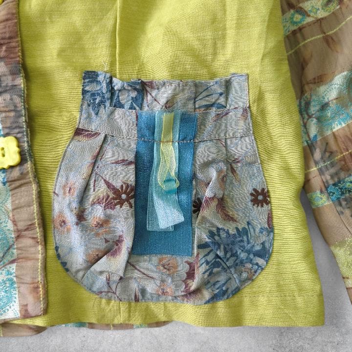 【フランス製】レトロ 異素材 パッチワーク ジャケット М 一点物 古着