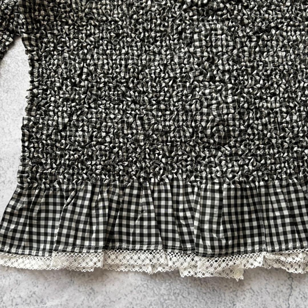 美品　ユキトリイ　プリーツ ブラウス　刺繍　羽織り　ギンガムチェック
