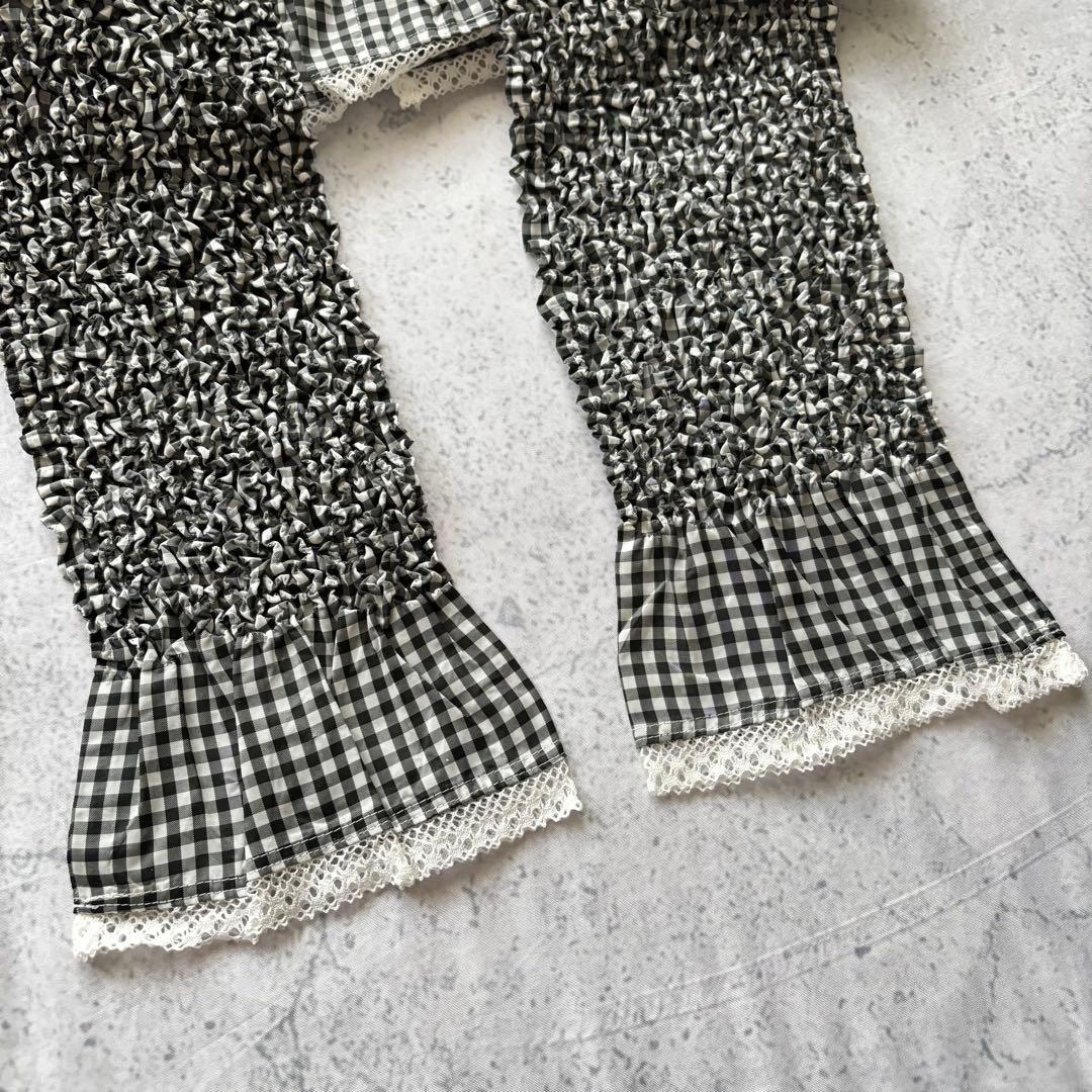 美品　ユキトリイ　プリーツ ブラウス　刺繍　羽織り　ギンガムチェック