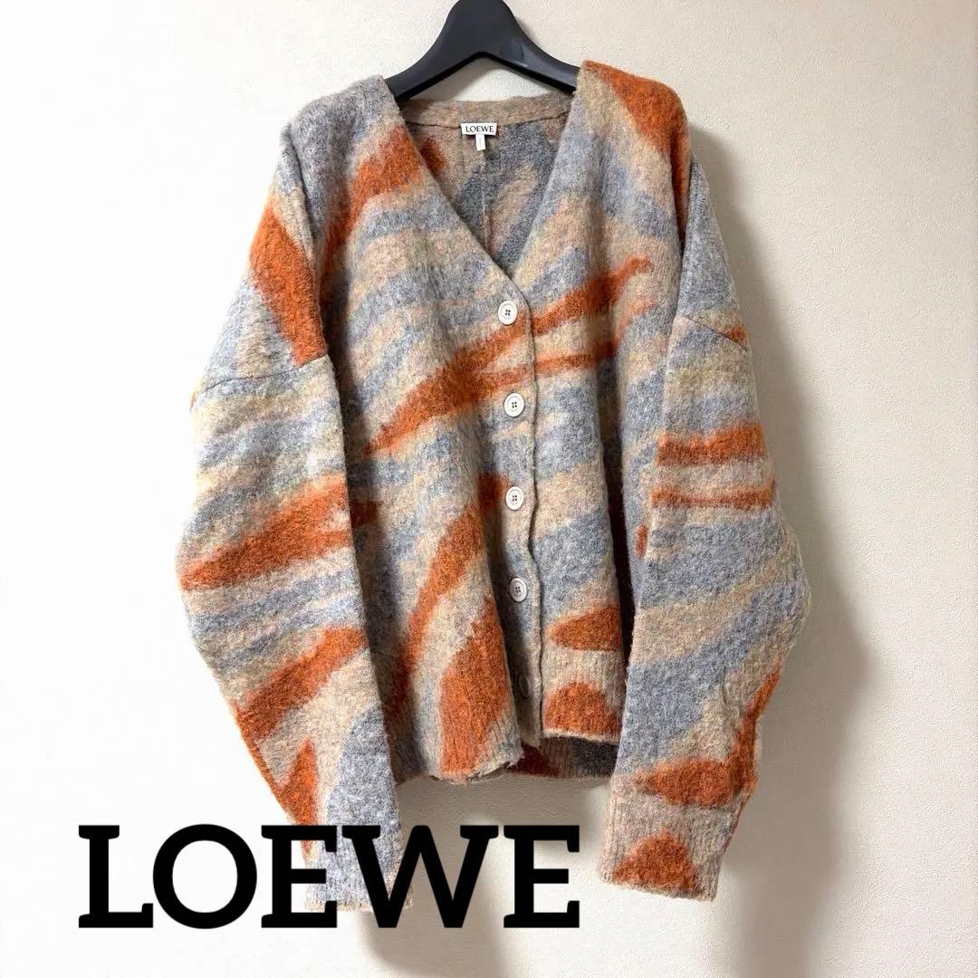 LOEWE ロエベ　カーディガン ニット　グレー・オレンジ　L 未使用