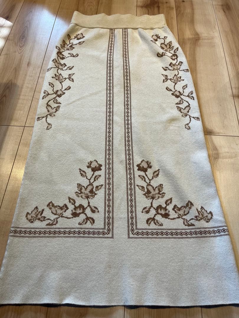 スカート Eaphi SCARF MOTIF KNIT SKIRT IVORY