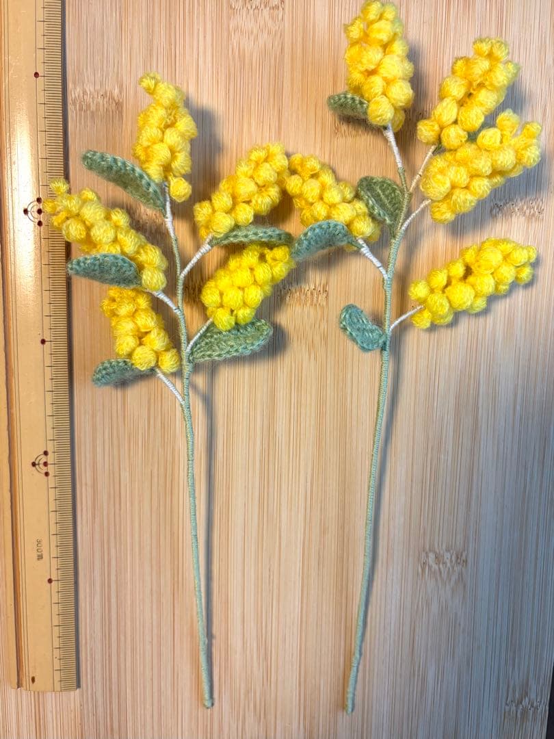 もなりん　ハンドメイド　あみぐるみ　椿　ミモザ　ユーカリ