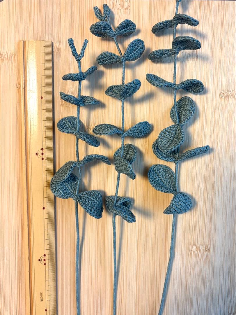 もなりん　ハンドメイド　あみぐるみ　椿　ミモザ　ユーカリ