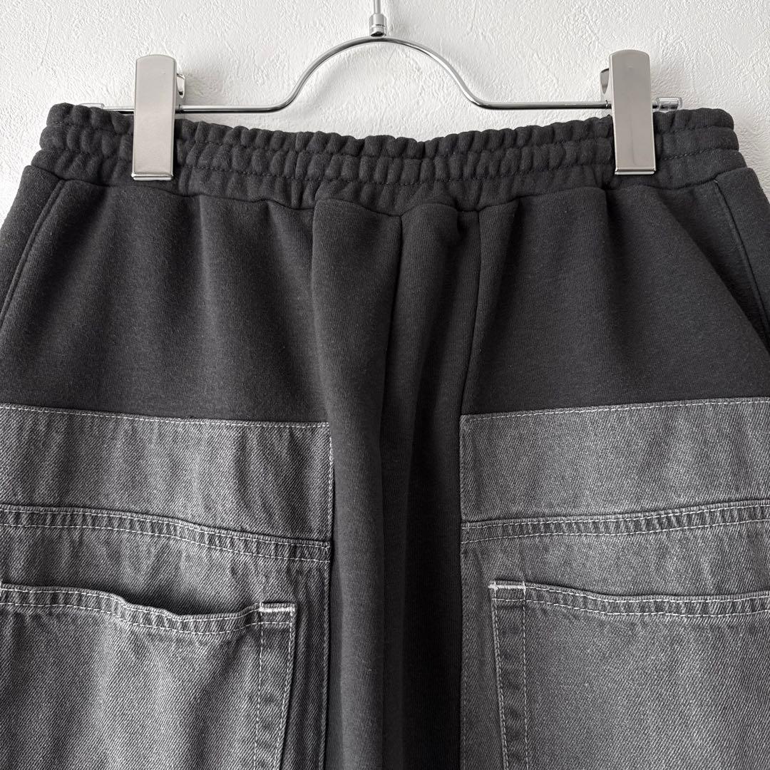 ニコアンド MODE NORM CORE デニムパッチワークパンツ ゆるだぼ 黒