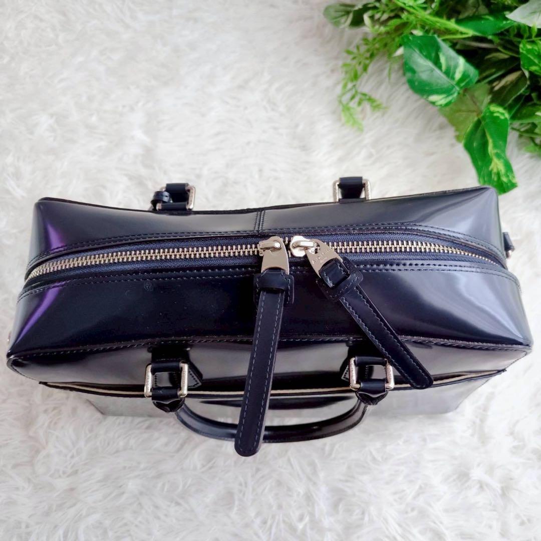 ◾︎美品◾︎ A.D.M.J. カルヴィボストン バッグ ガラスレザー ネイビー