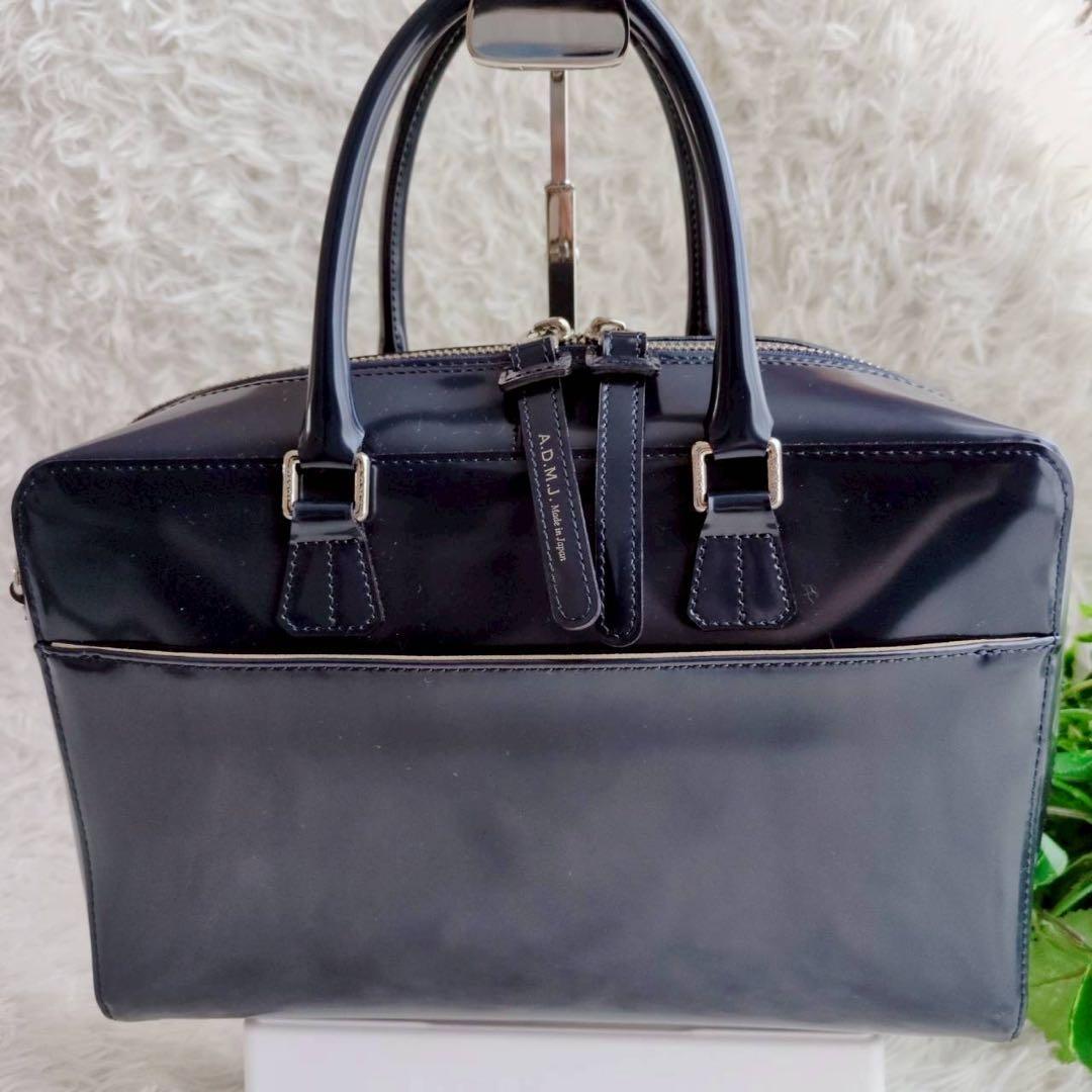 ◾︎美品◾︎ A.D.M.J. カルヴィボストン バッグ ガラスレザー ネイビー