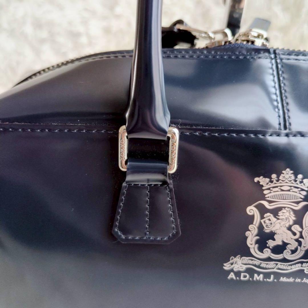◾︎美品◾︎ A.D.M.J. カルヴィボストン バッグ ガラスレザー ネイビー