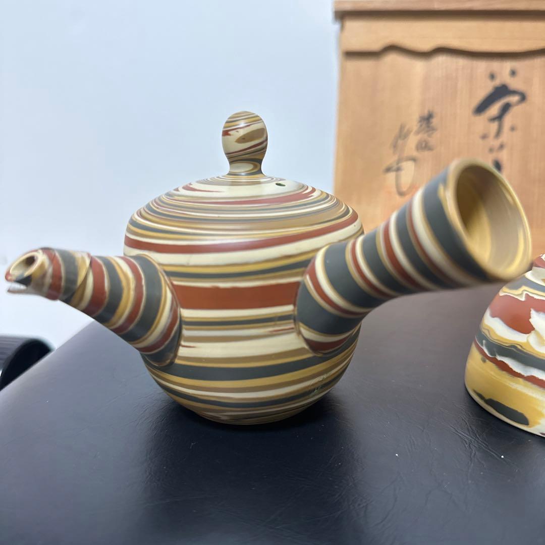 常滑焼，靖仙，茶器，茶具セート，煎茶器，7点セート，九谷焼，備前焼