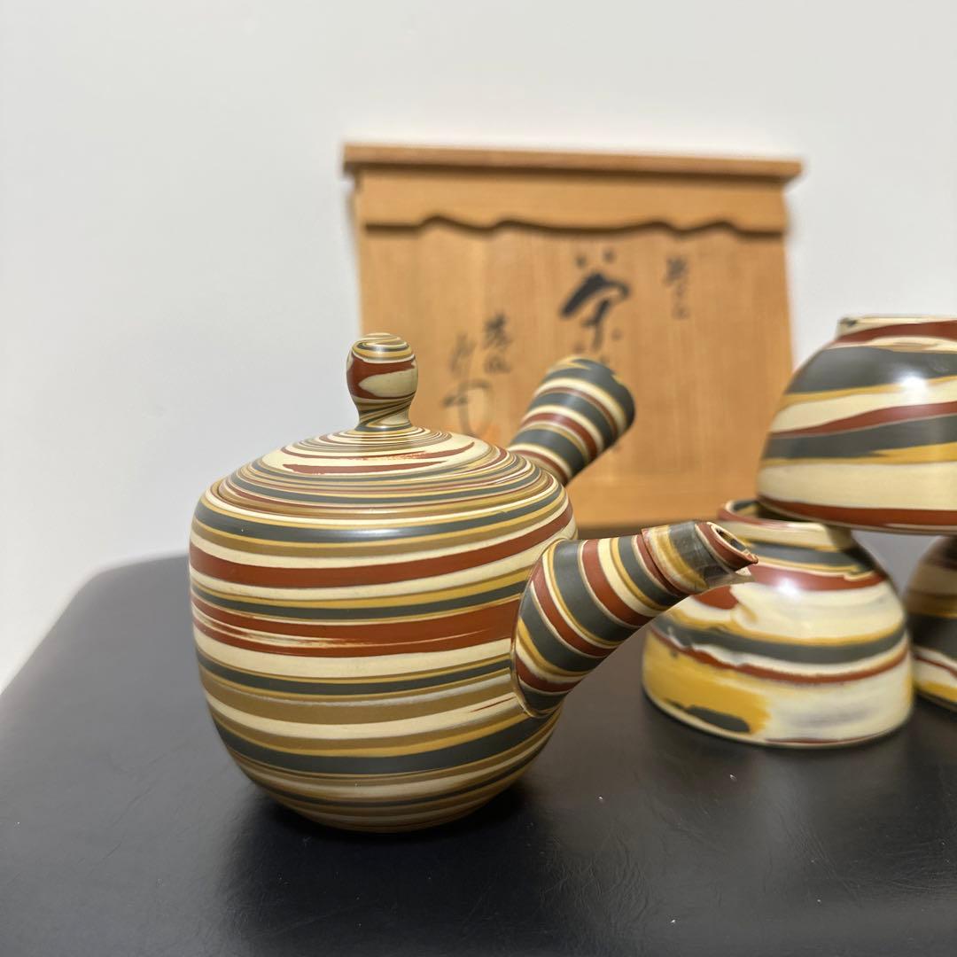 常滑焼，靖仙，茶器，茶具セート，煎茶器，7点セート，九谷焼，備前焼