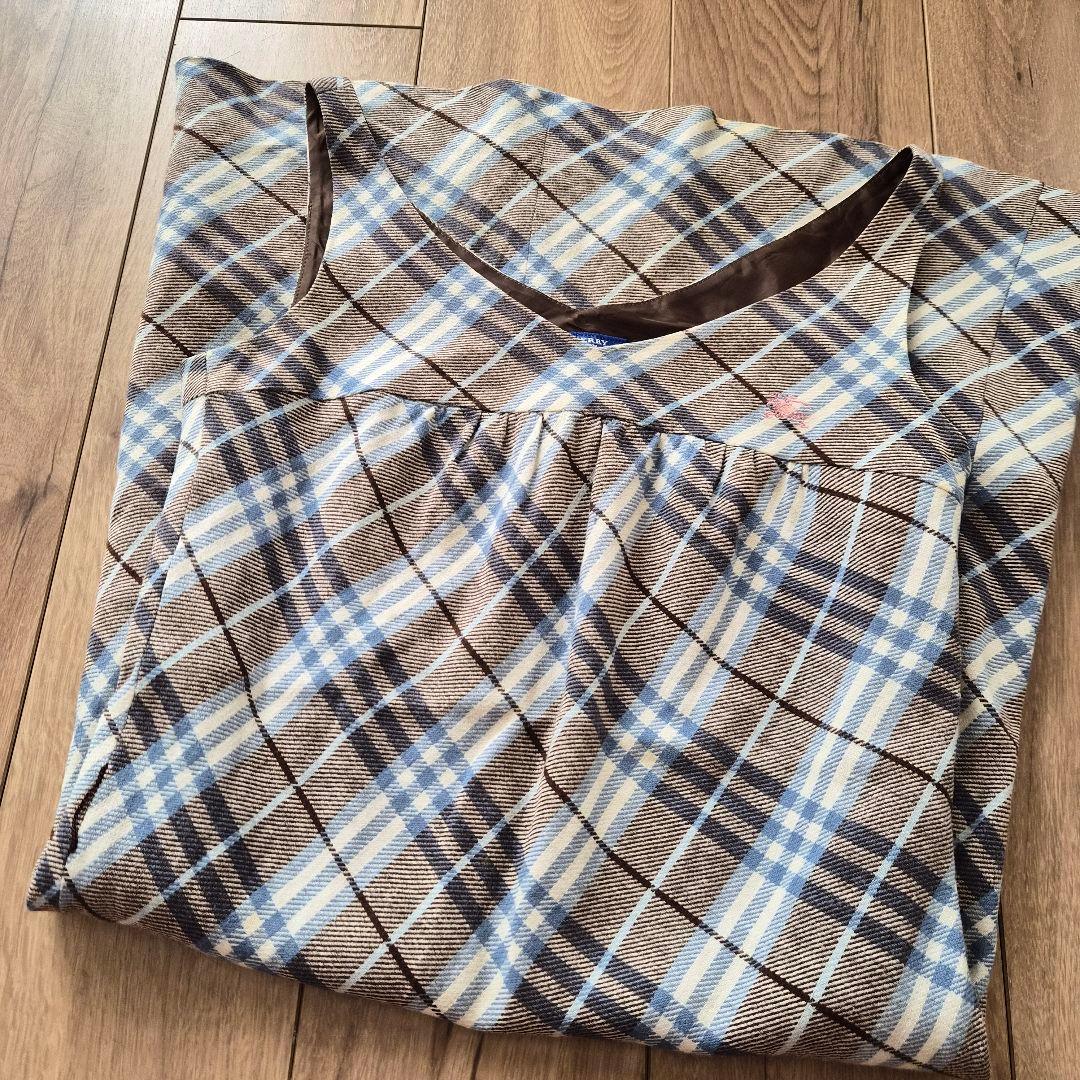 BURBERRY　ブルーレーベル　ワンピース　ノバチェック　綿　麻　S