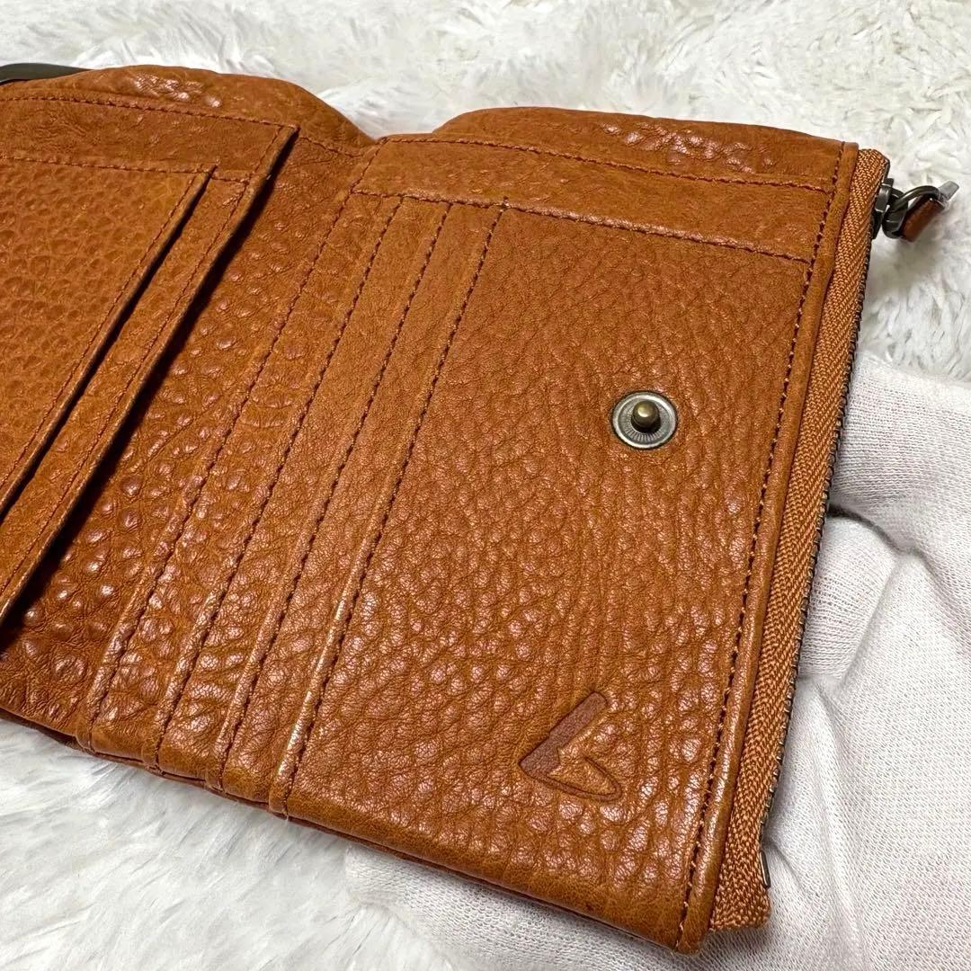 未使用級 土屋鞄 トーンオイルヌメ がま口 ポケット財布 ブラウン 茶