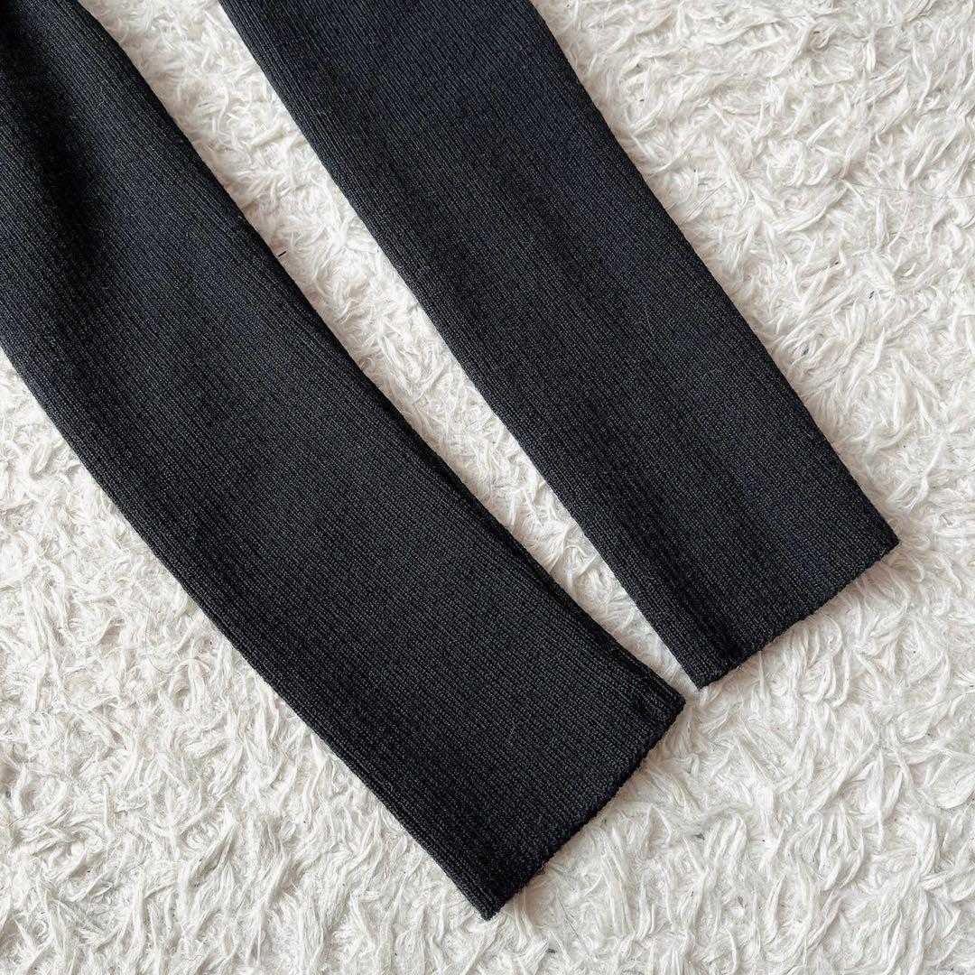 【美品】エムズグレイシー ドッキングワンピース ウール キャメル×ブラックひざ丈