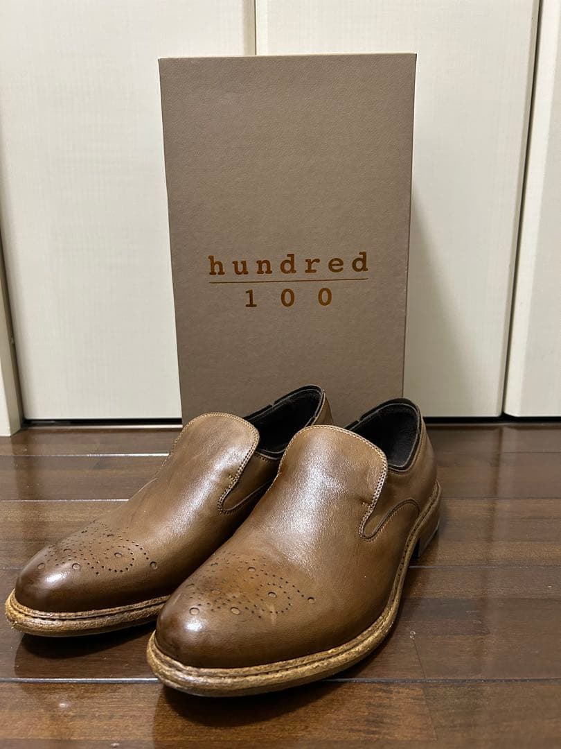 <新品セール>イタリア　hundred モカシン　ブラウン
