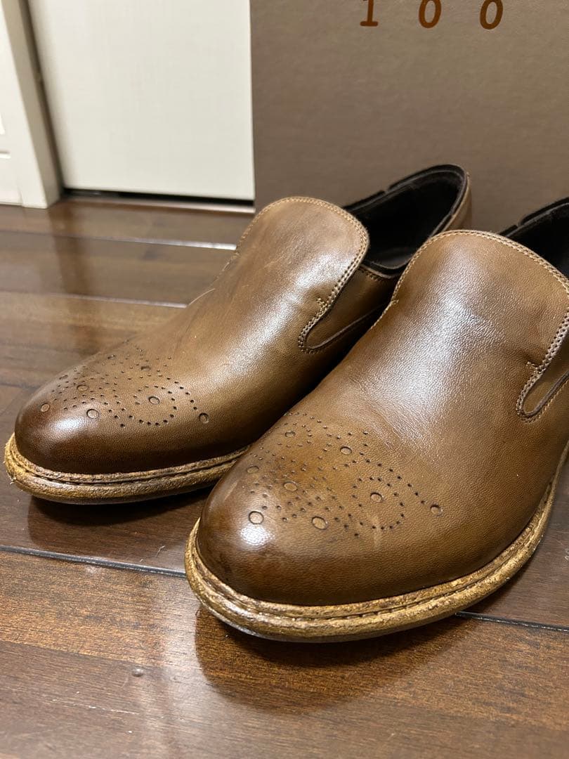 <新品セール>イタリア　hundred モカシン　ブラウン