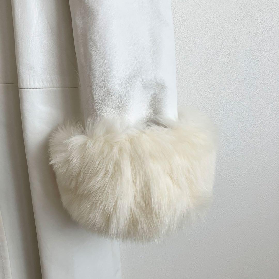 美品　FOXEY フォクシー　ラムレザーフォックスファーロングコートフリーサイズ