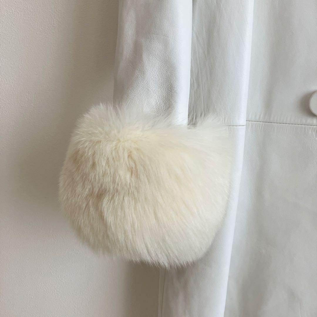 美品　FOXEY フォクシー　ラムレザーフォックスファーロングコートフリーサイズ